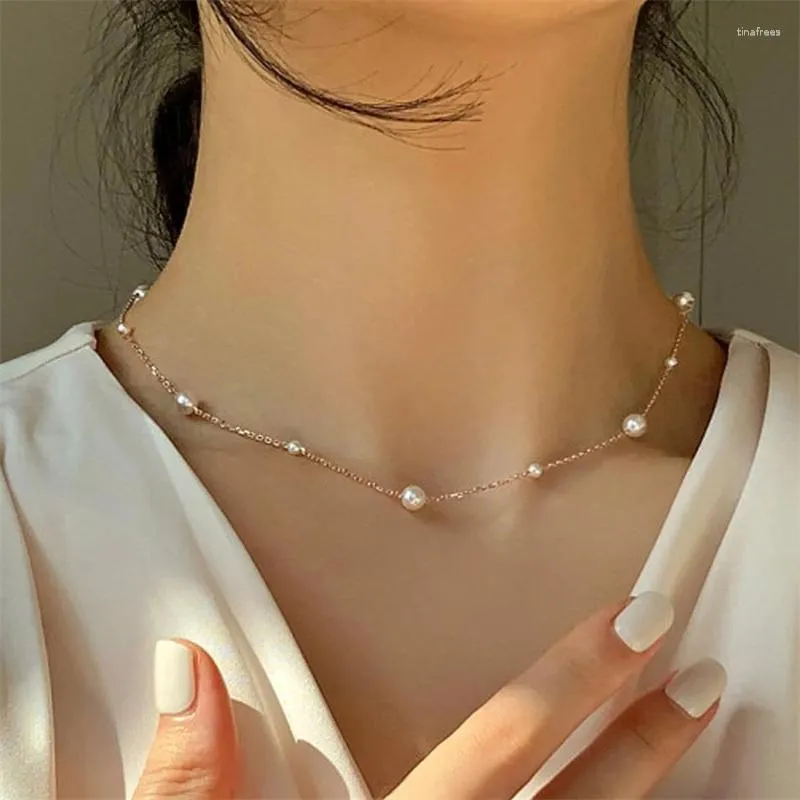 チョーカーヴィンテージ模倣真珠ネックレス女性のネックチェーン美学韓国ファッションミニマリストジュエリー