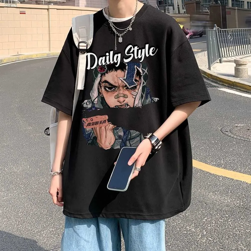 デザイナーファッション服ヒップホップティーロックTシャツTシャツメンズサマー服アメリカンハイストリートハーフスリーブトレンディメンズ半袖ピュアコットントップイン