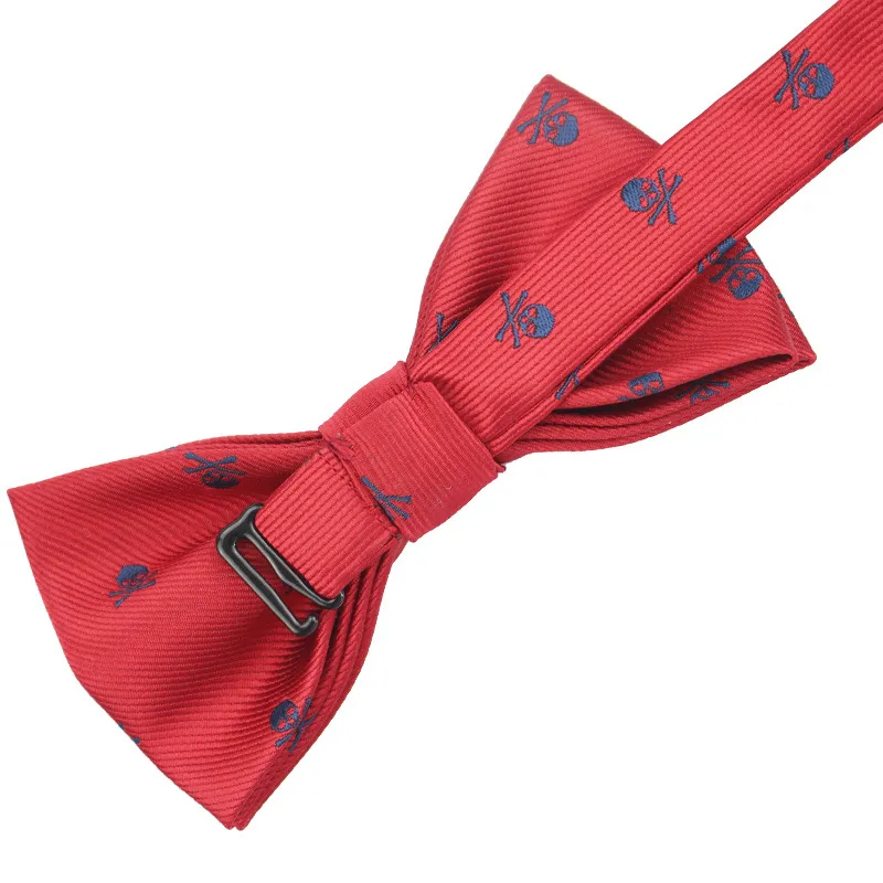 Herrskalle skelett vävt polyester mönster halsband för män bow slips slips bowtie gravatas fjäril