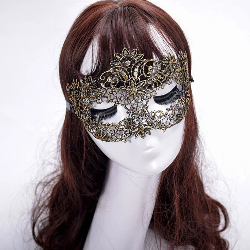 Bunte Vergoldung Spitze Maske Frau Sexy Club Bar Cosplay Requisiten Maskerade Hochzeit Einzel Party Auge Geheimnisvolle Kostüm Zubehör