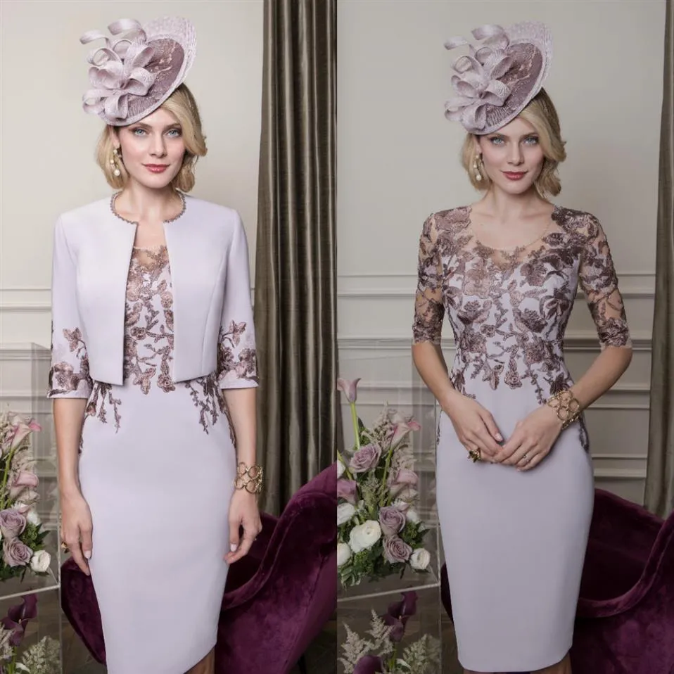 Lilac 2019 Mother Of The Bride Dresses With Jacket Lace Applique