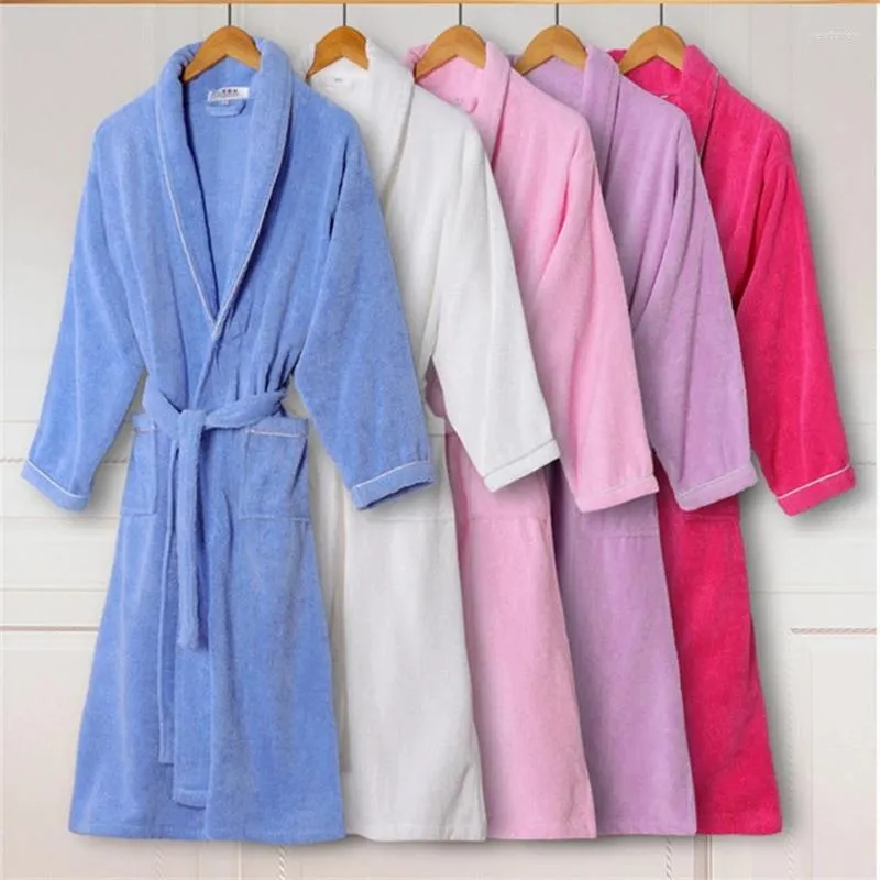 Roupa de dormir feminina Algodão Toalha Terry Robe Lovers Macio Longo Banho Roupão Masculino Feminino Roupão de Banho Casual para Casa El