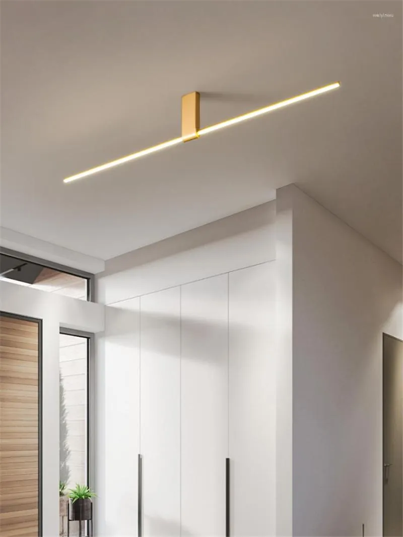Plafonniers minimaliste Long mur chambre moderne nordique cuivre luxe salon El déco Silicone abat-jour lampes éclairage
