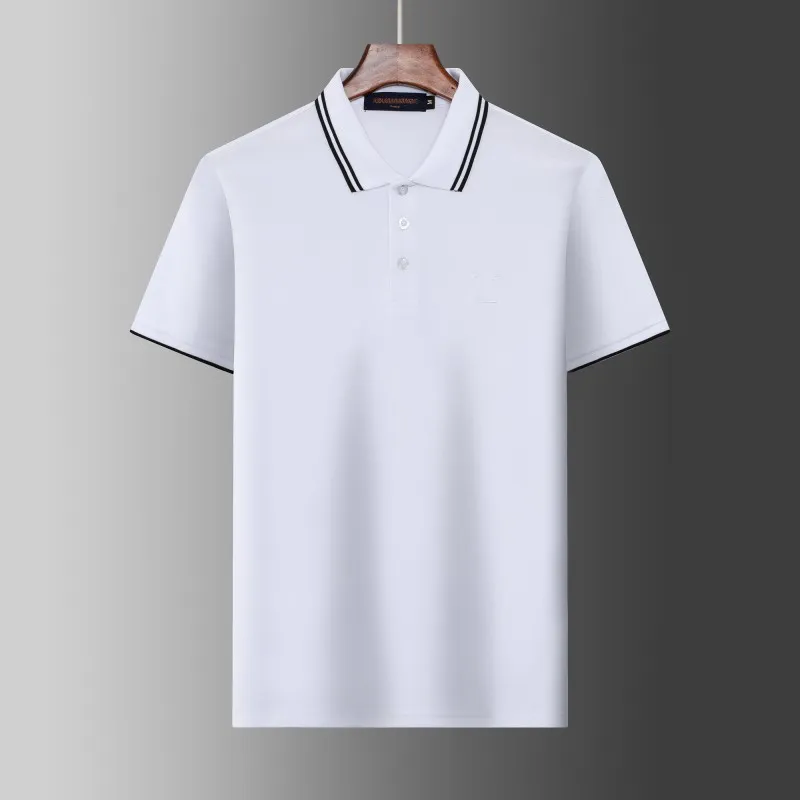 Modisches Herren-Poloshirt, hochwertiges, maßgeschneidertes, importiertes, seidiges Perlen-Baumwollgewebe, glatt, atmungsaktiv, vielseitig, Business-Casual-Stil, trendiges, kurzärmeliges Herren-Shirt-Oberteil