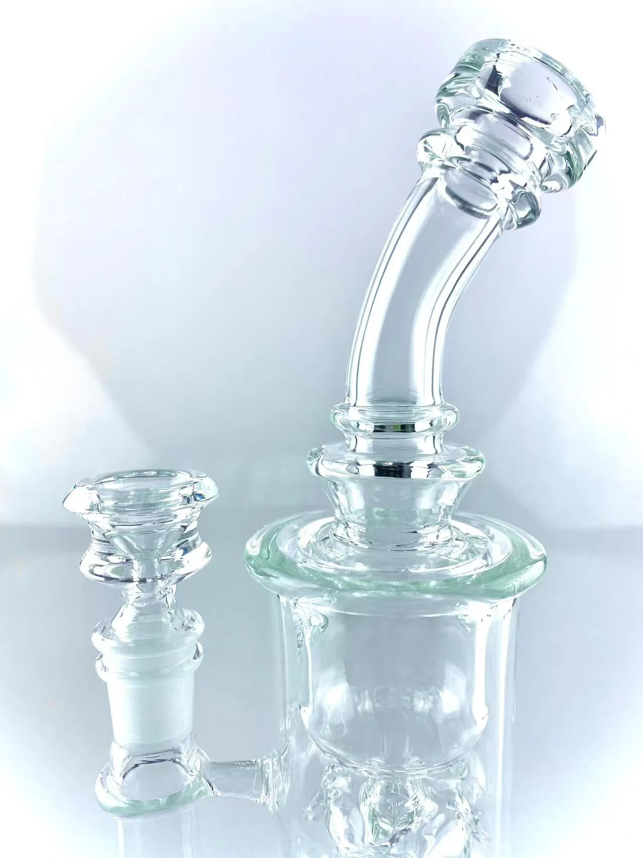 Hookahs bong clear torus rig 26 cm di altezza e 14 mm di giunzione, vetro spesso di buona qualità