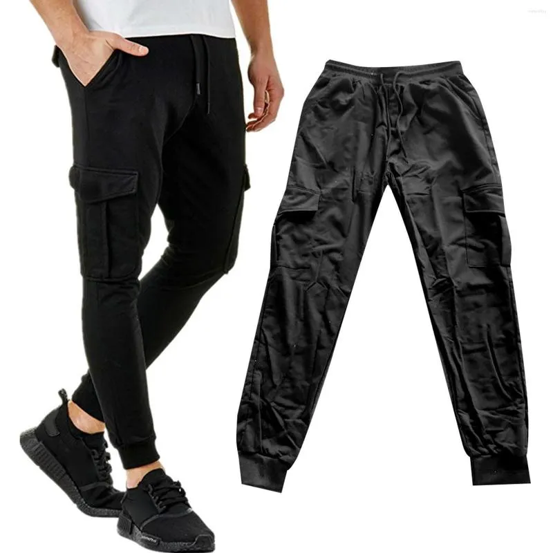 Calça masculina para homens Calça de moletom cargo com cordão de ajuste relaxado com corpo central feminino Jelly Sandália frente plana