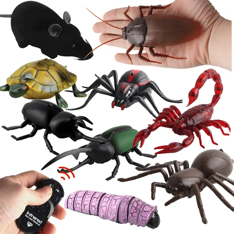 Elétrico RC Animais Horror Simulação Controle Remoto Cobra Elétrica Halloween Prank Brinquedos para Meninos Crianças Gags Rato RC Aranha Barata 230721