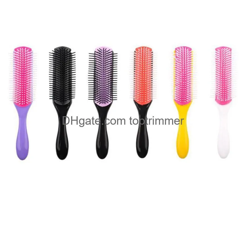 Hair Brushes Wholesale Brush 9-Rows Detangling Denman Der Hairbrush Scalp Masr Straight Curly Wet Styling Comb275P Drop Delivery 18Shc