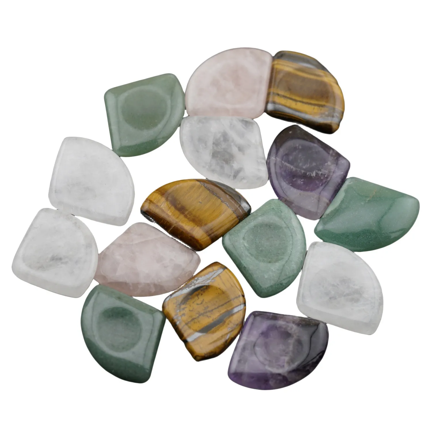 Natural Crystal Stone Wholesale Amethyst Tiger Eye Lapis Super Quality Fan-Shaped Gemstones For Decor