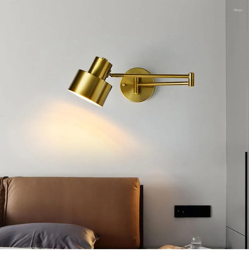 Lampada da parete in vendita Camera da letto Comodino Rocker Lettura Luce semplice Studio di lusso Braccio lungo Rotante Pieghevole L