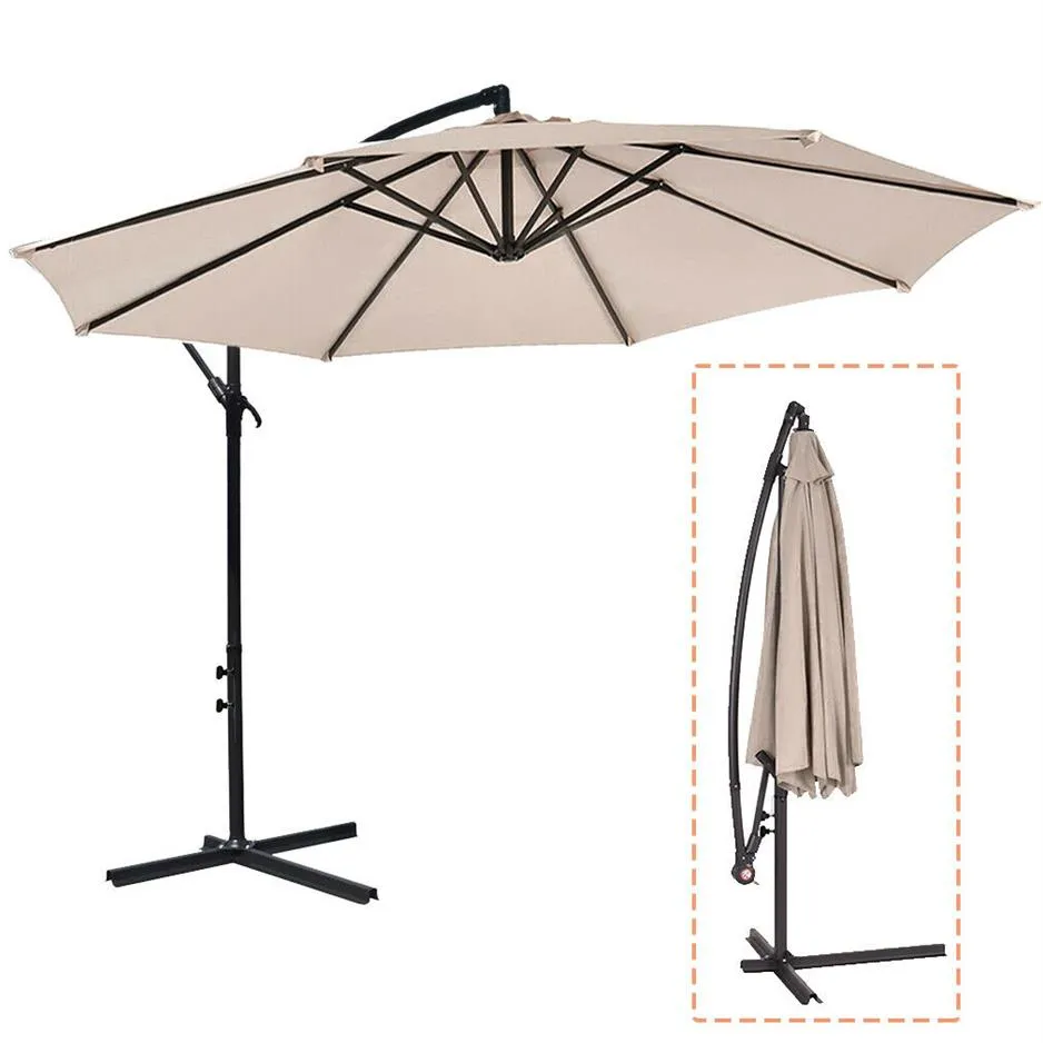 Новый 10 'Patio Umbrella смещенное висящее зонтик на открытом воздухе зонтик D10212Q