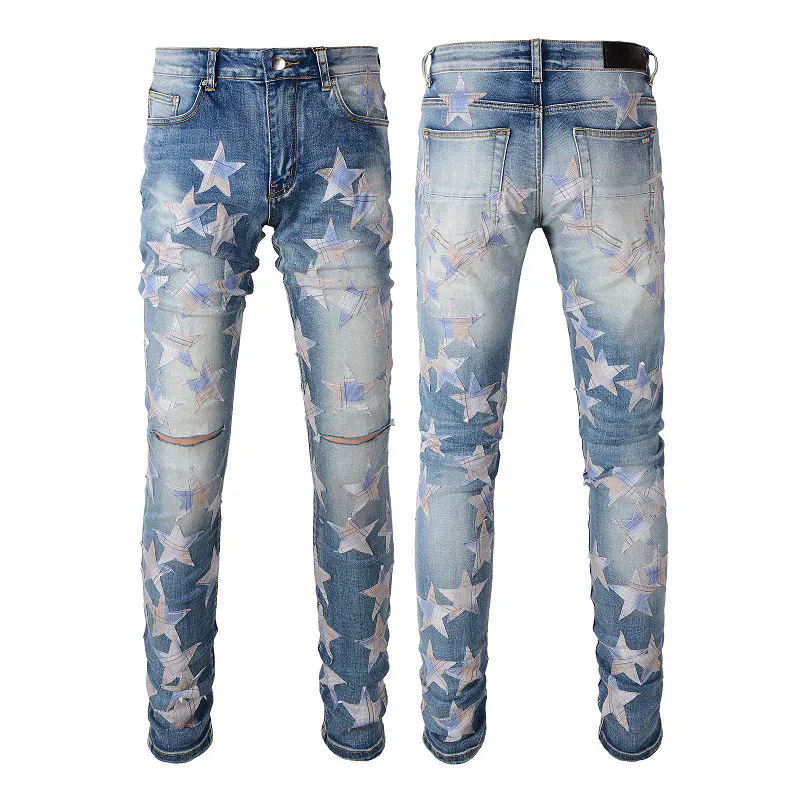 Jeans für Herren, Designer-Jeans, Herren-Jeans, Hip-Hop-Jeans, modische Herren-Hosen, Jeans, Top-Qualität, 38/40, Lila, Motorrad-Jeans, coole Denim-Jeans für Herren, Jeans, Stretch, für Herren