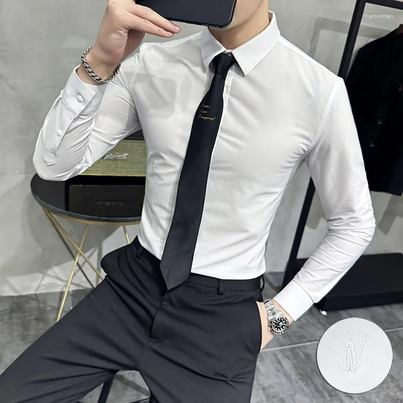 british style dress shirts British Style Striped Shirts Mens Long Sleeve Business Formal Dress Shirt Casual Slim Fit Dress Streetwear Social Party Clothing