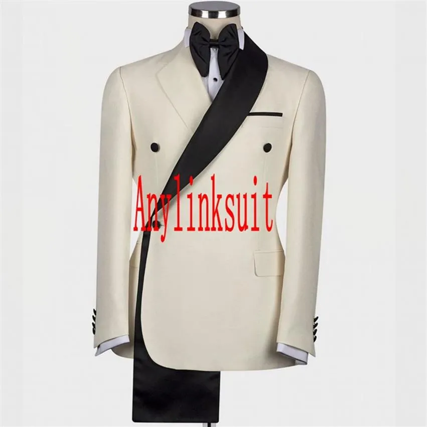 Stylish Design Groom Tuxedos One Button Shawl Lapel Groomsmen Man Suit Mens Wedding Suits Customize Size2329