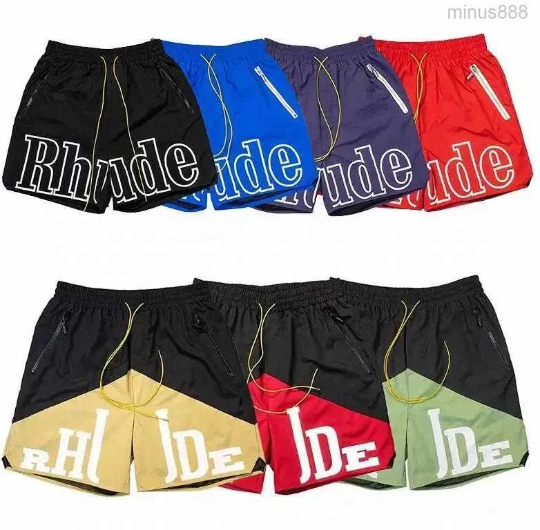 Designer Hommes Rhude Shorts Natation Pantalon Hip Hop High Street Sports Imprimer Mode Rh Été Formation Plage Hommes Taille Élastique Courir Bluel968
