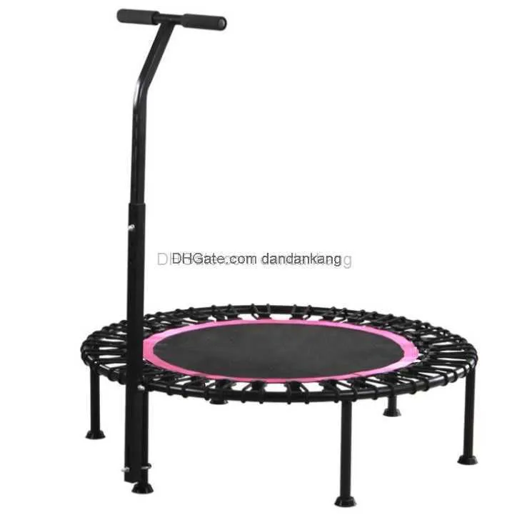 42 inch ronde fitnesstrampoline met verstelbare handgreep voor volwassenen, kinderen, tuin, park, springtrampolines, zachte speeltoestellen