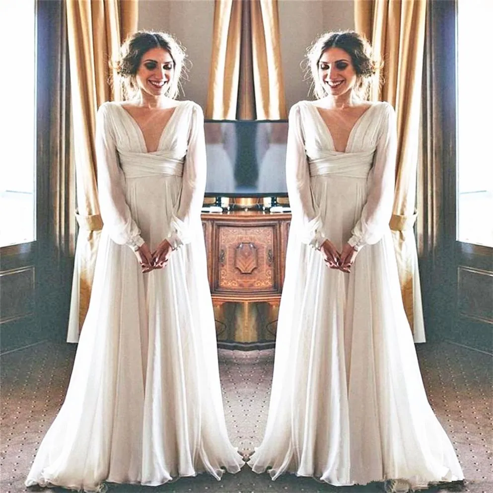 Graceful Greek Goddess Style Bell Sleeve Wedding Dress With Long