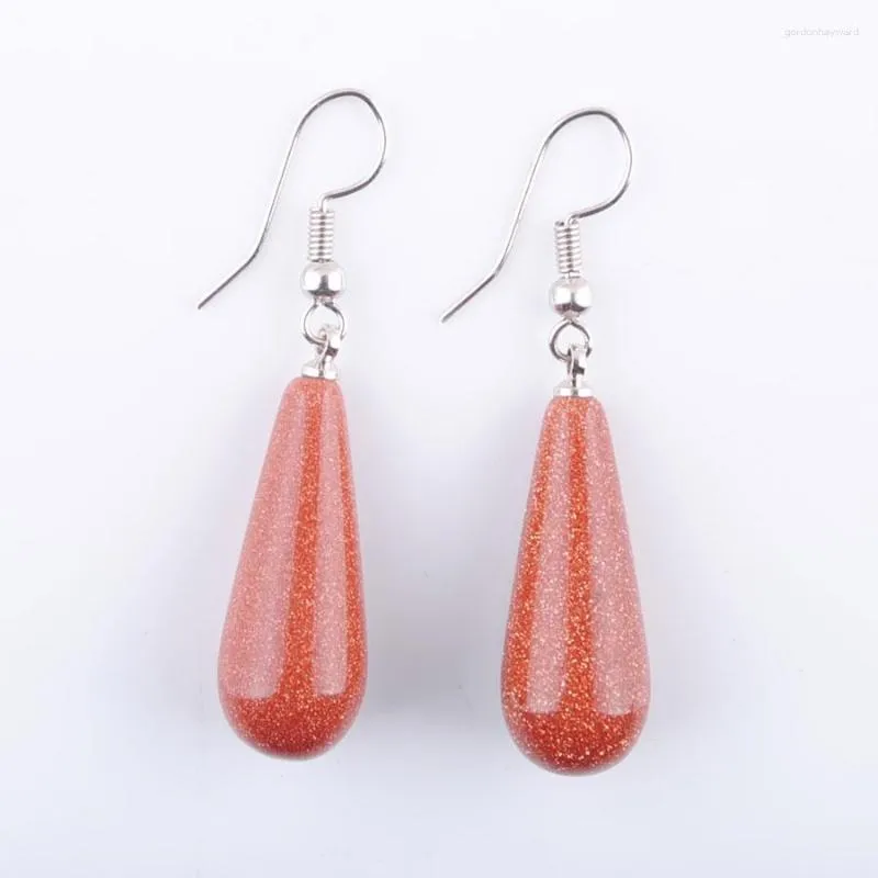 Dangle Earrings Beauty Fashion Water Drop Shaped For Women Party Jewelry Natural Golden Sand Stone Beads Hanging Earring TR3144