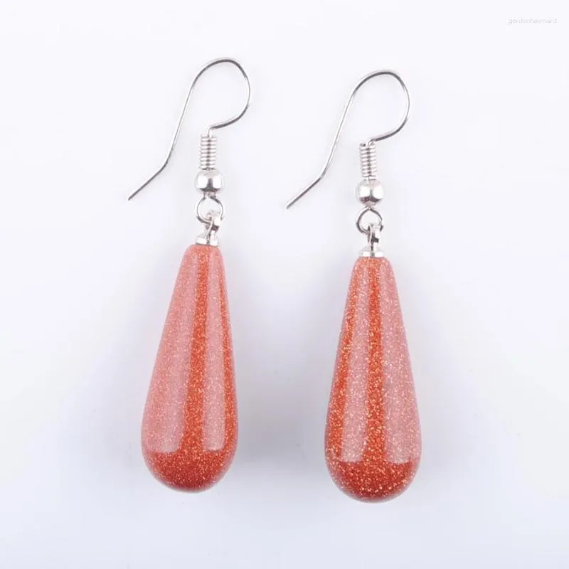 Boucles d'oreilles pendantes beauté mode goutte d'eau en forme pour les femmes bijoux de fête perles de pierre de sable doré naturel boucle d'oreille suspendue TR3144