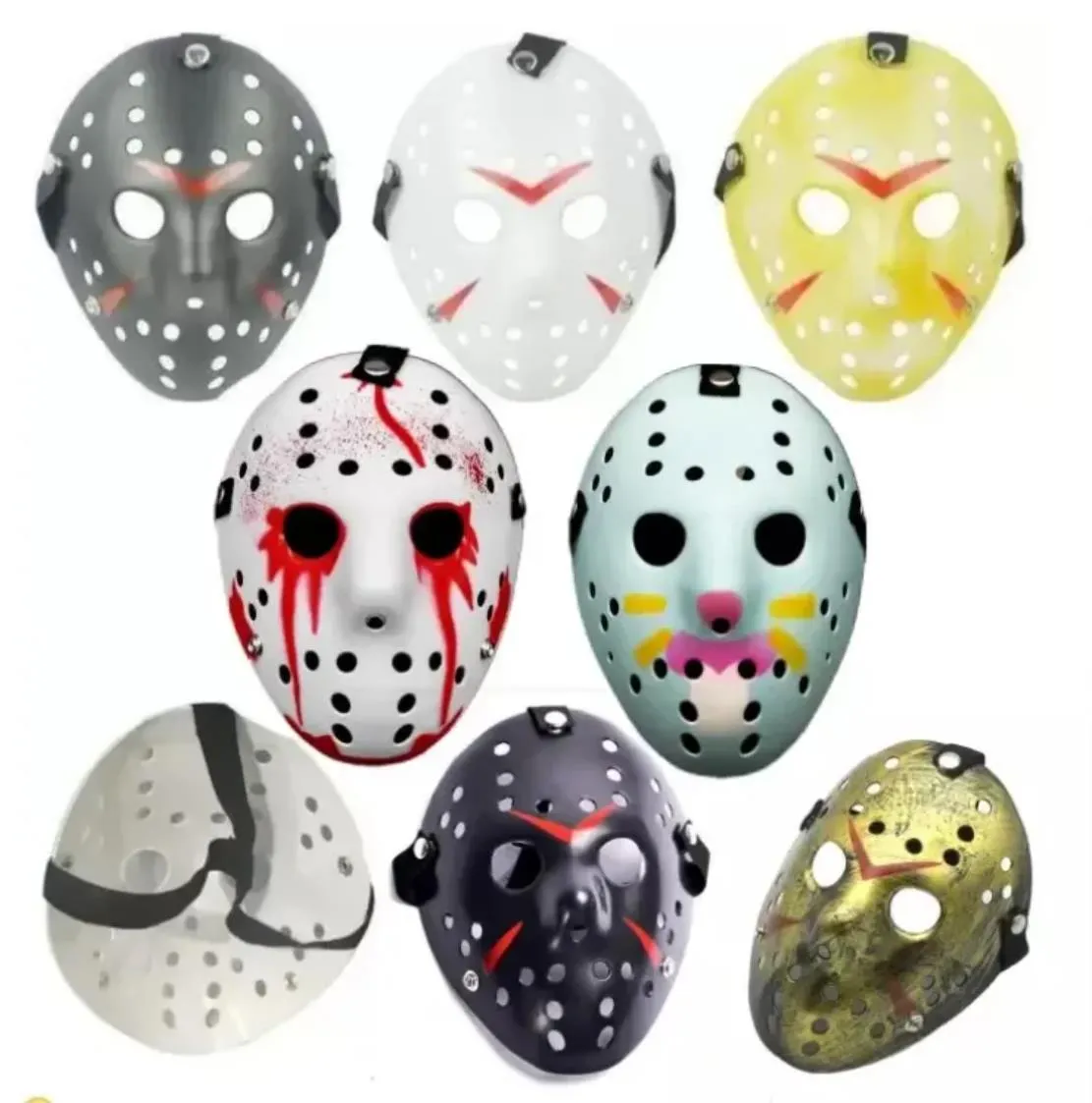 Nuevo 12 Estilo Máscaras de mascarada de cara completa Jason Cosplay Máscara de calavera Jason vs Friday Horror Hockey Disfraz de Halloween Scary Festival Party