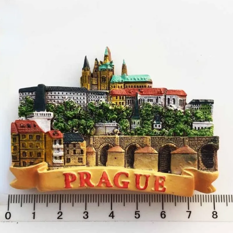 Aimants pour réfrigérateur république tchèque Souvenirs touristiques Prague autocollants de voyage magnétiques pour babillard beaux cadeaux 230721