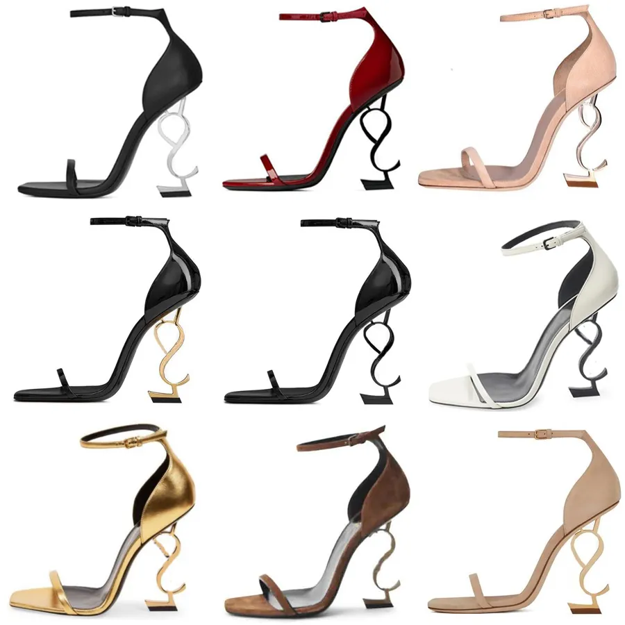Designer Heel Opyum Stiletto High Heels Quality Letter Sandals Leather Wrap Heel Women Shoes Bankett Stylistklänning Ladies Sandal Summer Shoe