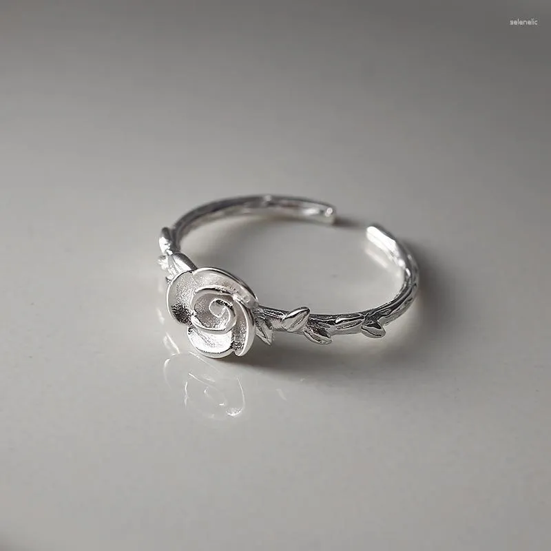 Cluster Anneaux Conception 925 Bague En Argent Sterling Épines Fleur Pour Les Femmes 2023 Tendance Bijoux De Mode Réglable