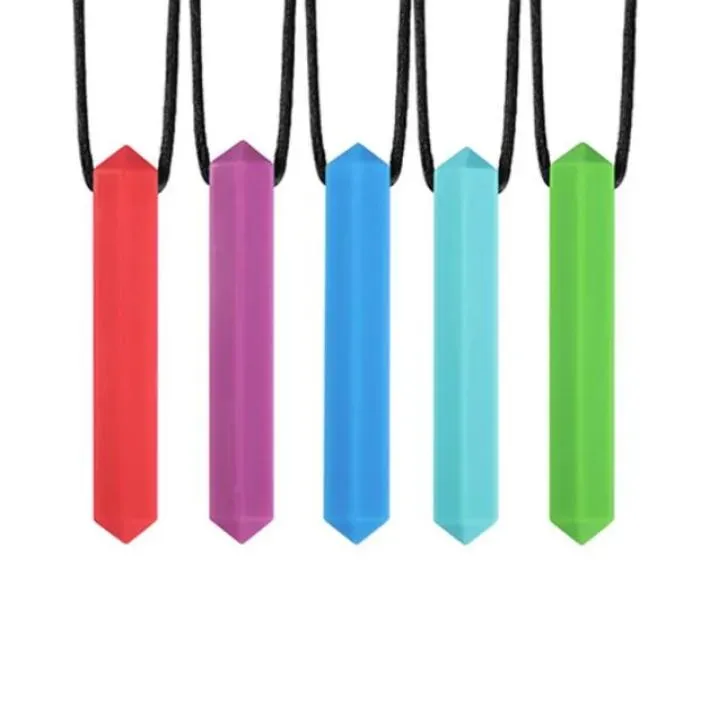 8 couleurs bébé sucettes collier à mâcher Silicone pendentif de dentition de qualité alimentaire pour l'autisme enfants MomZZ