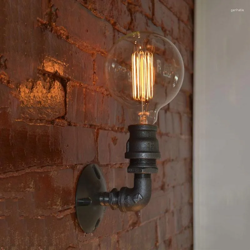 Vägglampa loft vintage nostalgisk industriell lyster vattenrör edison sconce resturant el trair hem modern belysning fixtur