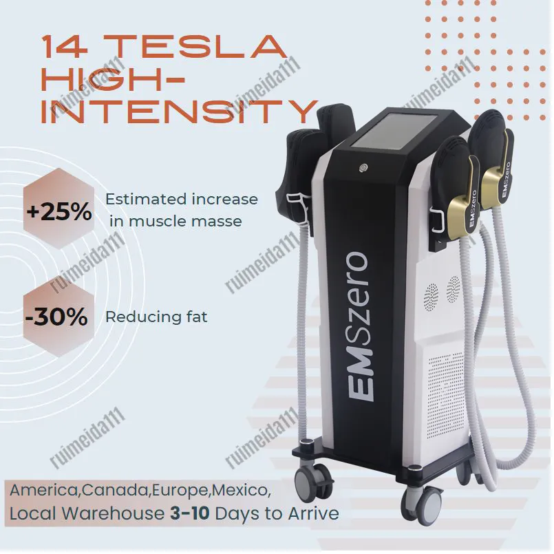 2023 Mais recente RF Nova 13 Tesla Hi-emt Power 5000w EMSzero Machine com 4 Alças e Almofada de Estimulação Pélvica Opcional