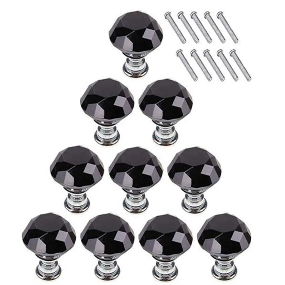 10st Set 30mm Diamond Shape Design Crystal Glass Knobs Copboard Drawer Pull Kitchen Cabinet Door Garderob Handtag Hardware Critta323G