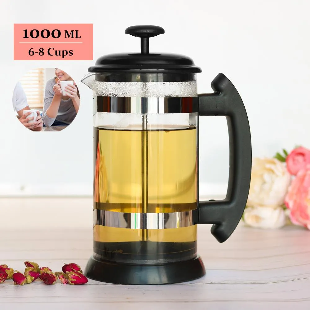 Verktyg French Press Coffee/Tea Brewer Coffee Pot Coffee Maker Kettle 1000 ml rostfritt stål Glas termos barista verktyg kaffe karaff