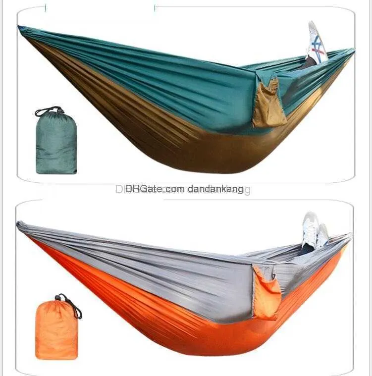 hot Outdoor Draagbare Camping Tweepersoons hangmat jacht reizen Algemeen Gebruik parachute hangmatten draagbare canvas schommel bed