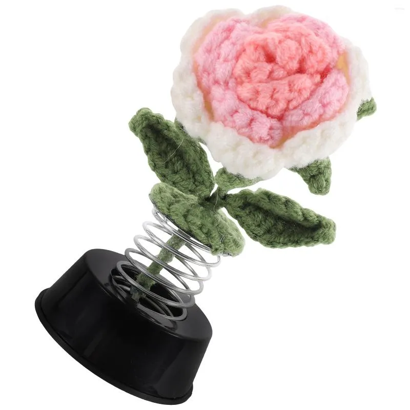 Fleurs décoratives Accessoires Dashcams Voitures Artificielle Crochet Fleur Bonsaï Bureau Artisanat Rose De Table En Pot Bureau Petite Faux Figurine