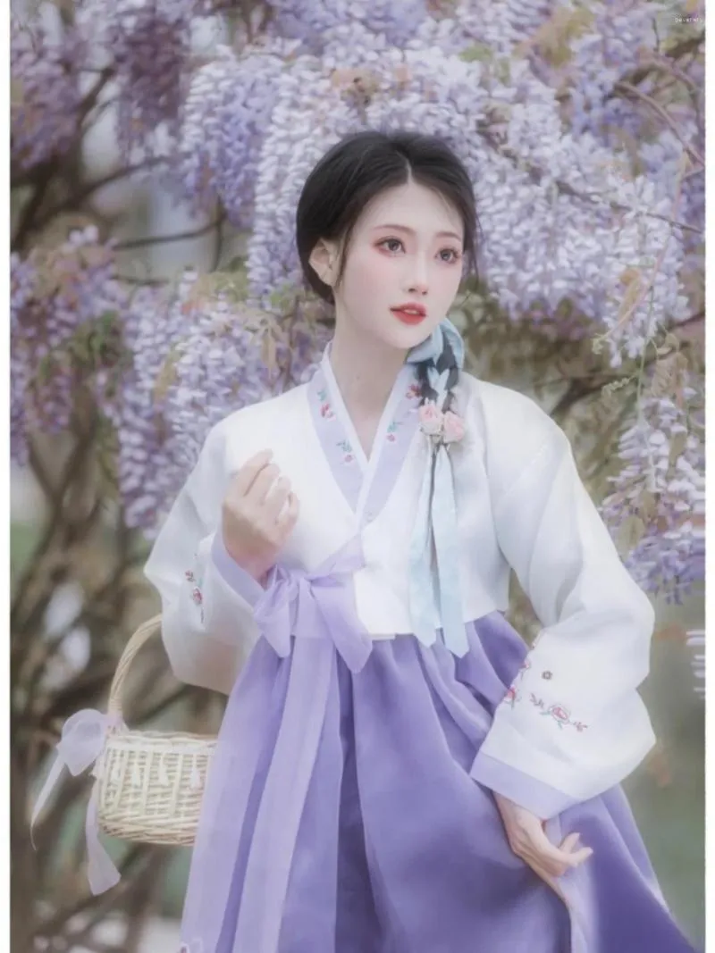 Vêtements ethniques Hanbok Femmes Été Violet Gaze Robe Traditionnelle Cour Mariage Coréen Asie Pacifique Îles