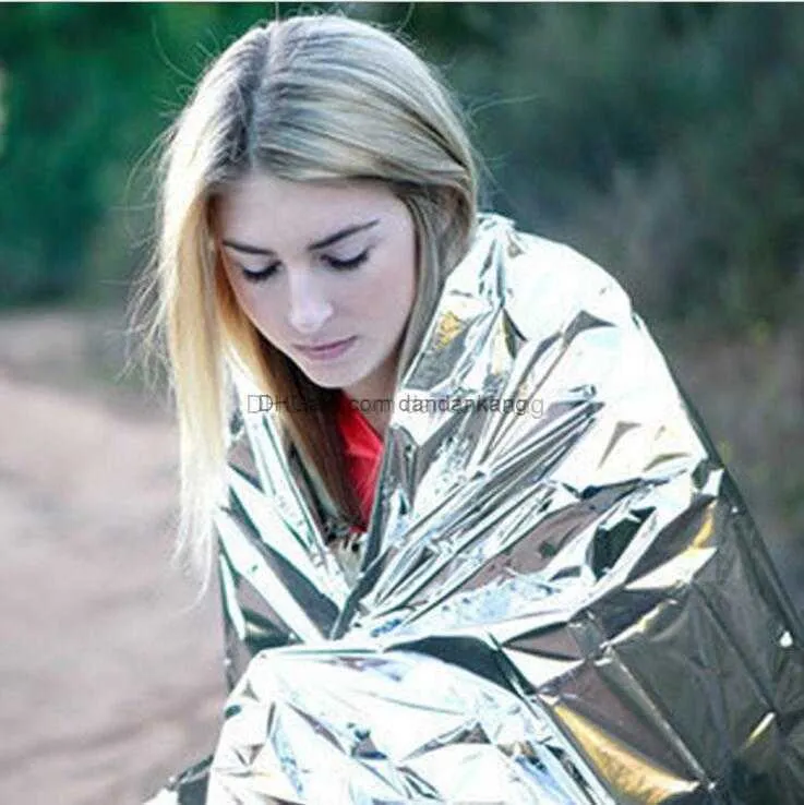 Kemping na świeżym powietrzu Przenośne przetrwanie awaryjne ciepłe koc pierwsza pomoc ratownicza narzędzia namiotu na zewnątrz zestawy turystyczne na zewnątrz srebrna podkładka izolacyjna