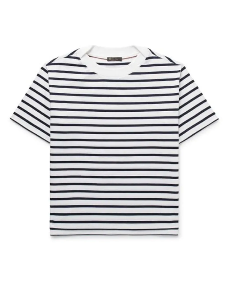 Men T Shirt Loro Piana Men's Blue Striped Cotton-jersey T-shirt Short Sleeves Tops Summer Tshirt Designer