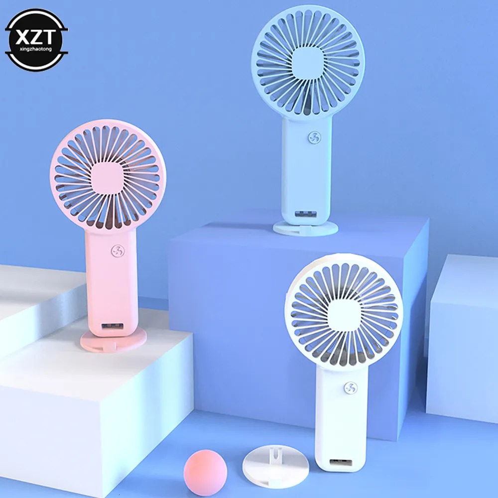 Inne domowe ogród przenośne mini fan USB ładowne chłodzenie fanów z podstawą letnie na zewnątrz 3 prędkość ręka uchwyt telefonu 230721