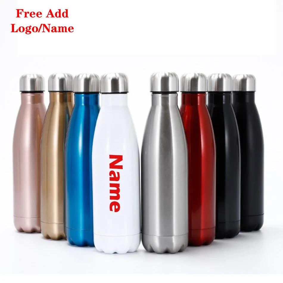 Thermos thermique en acier inoxydable pour bouteilles d'eau de sport, flacon isotherme à double paroi avec nom personnalisé gratuit, thermos portables