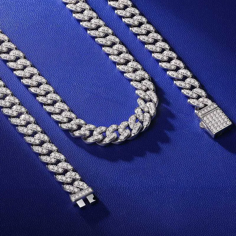 8mm 10mm 12mm Hip Hop Edlen Schmuck Baguette Diamant Männer Halskette Sterling Silber Voll Vvs Moissanit Luxus kubanischen Link Kette
