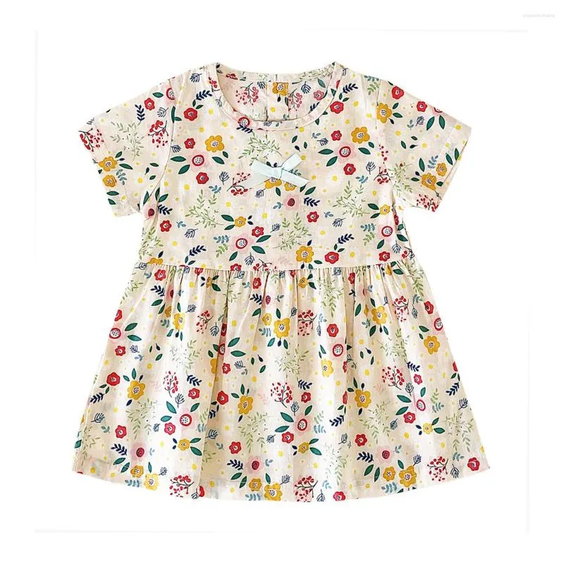 Robes de fille xinyu 2023 Enfants vêtements bébé filles robe fleur imprimement infantile décontracté coton né vêtements 6m-4t enfants