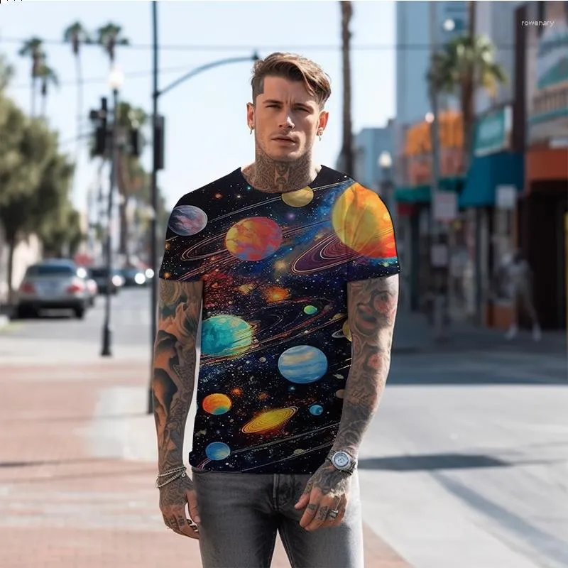 Męskie koszule T Summer -Wszechświata Kryszu planeta 3D drukowana osobowość swobodny sposób