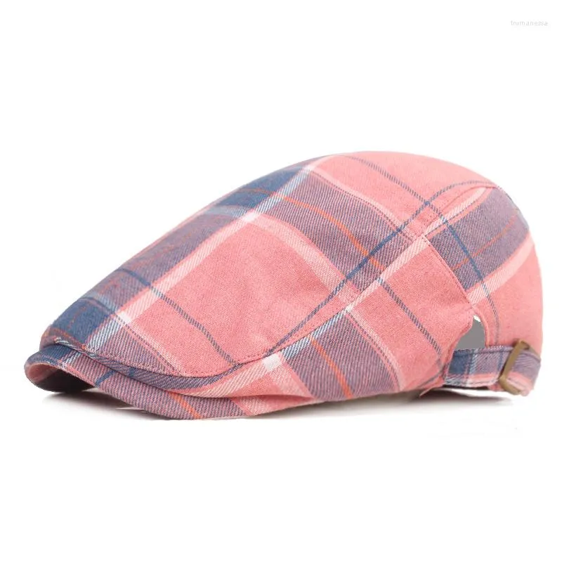 Basker Red Peaky Blinders Plaid Summer Beret Cap Men Spring 55-60 cm Justerbar tunna kvinnors hattmössor