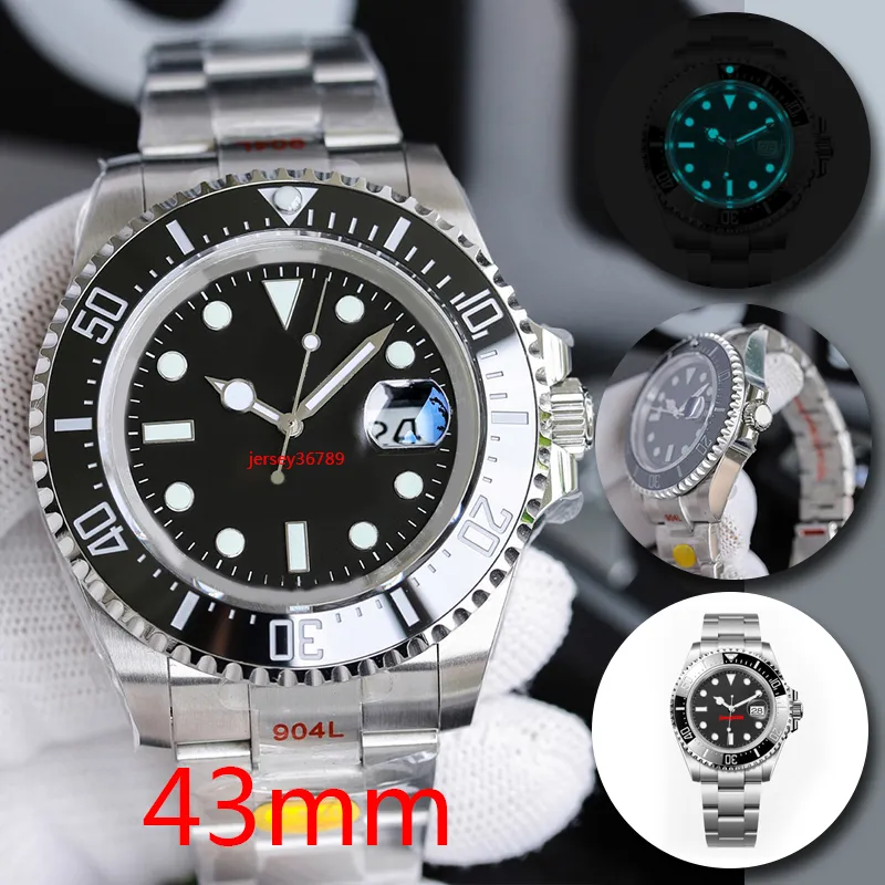 Sea Dwelle-Herrenuhr Dhgate Luxus 44m 43mm Zifferblatt Uhren Saphir 904L Edelstahl Automatische Armbanduhren Mechanisch wasserdicht leuchtend Montre De Luxe