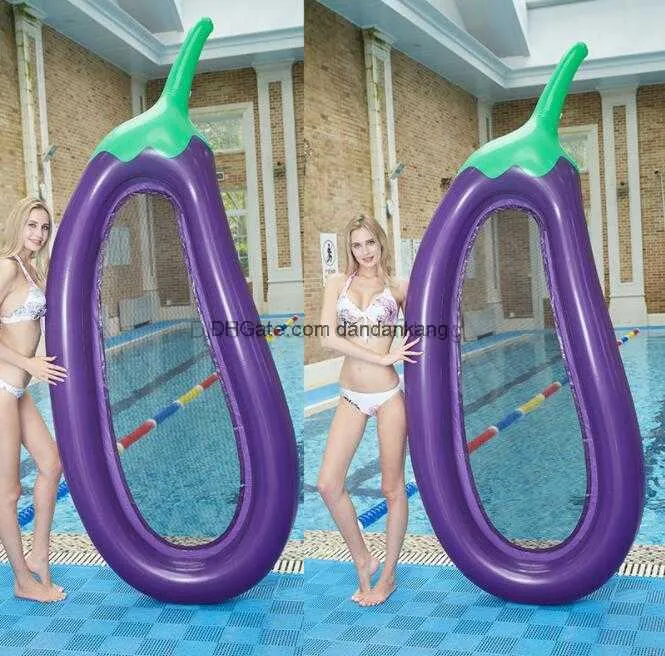 Berinjela inflável flutua rede flutuante de água jangada piscina esportiva colchão lounge natação cama praia jogando tubos de anel brinquedo