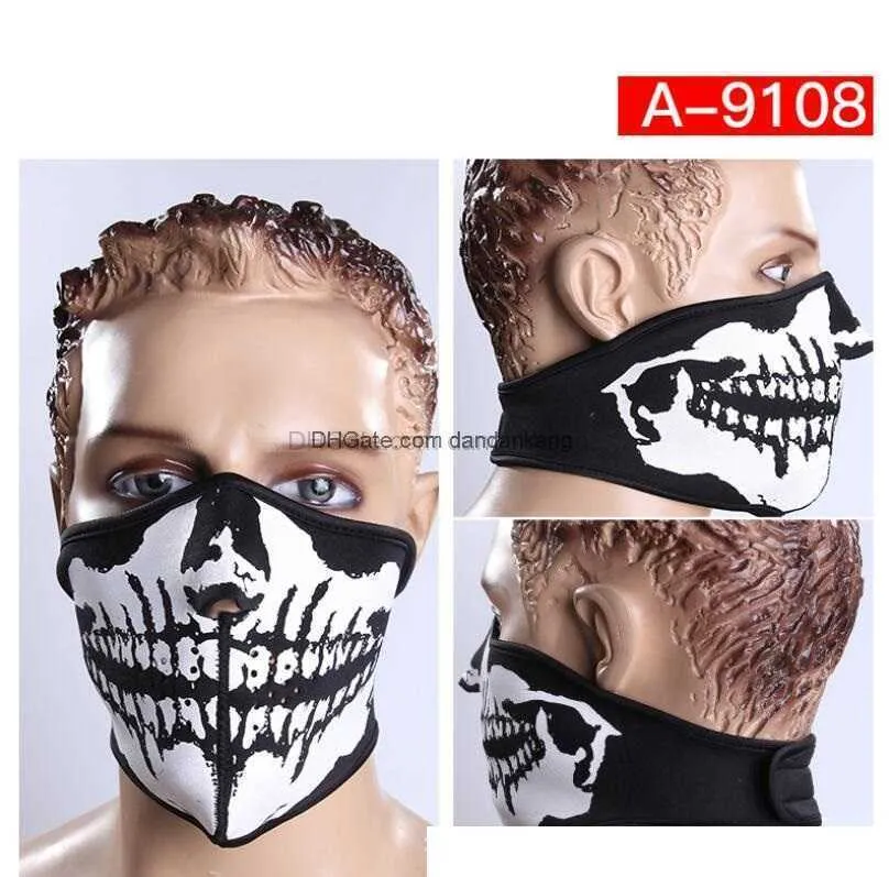 Neoprene Ghost Skull Mask Half Face Cover CS Hunting Shooting Wargame