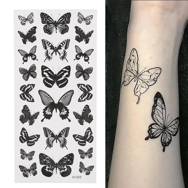 1Sheet Waterproof Temporary Tattoo Sticker 3D Butterfly Theme Fake Tattoo for Women Body Leg Arm Art