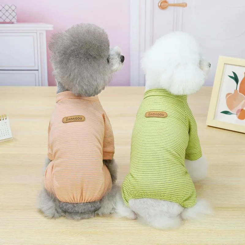 Abbigliamento per cani Vestiti a righe coreani Primavera Estate Cappotto a quattro zampe Bichon Yorkshire Abbigliamento per la casa Costume per cani di piccola taglia