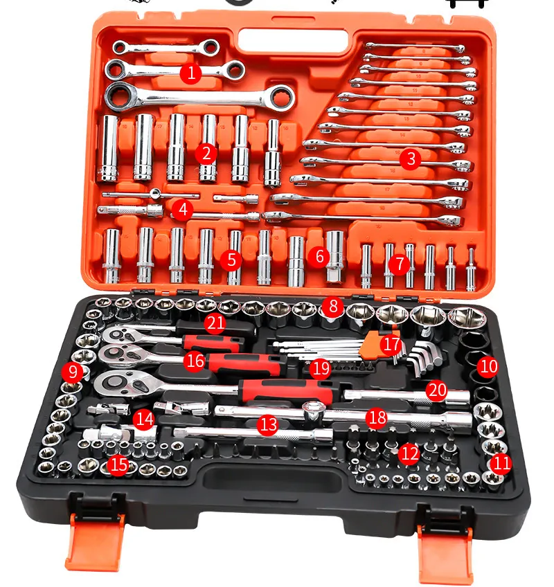 Verktygsset Handverktyg för bilreparationspannor Skiftnyckel Socket Set Professional Bicycle Car Däck Reparation Mekaniska verktygssatser