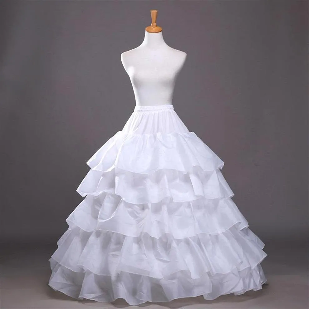 Verkopen Op voorraad Vier Hoepels Vijf Lagen A-lijn Petticoats Slip Bruids Crinoline Voor Baljurken Quinceanera Bruiloft Prom Dresse277p